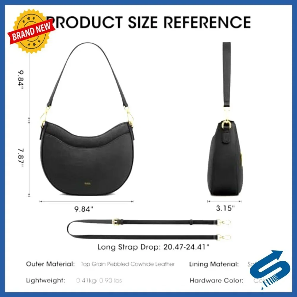 Soft Leather Crossbody Hobo Bag with Detachable Straps and Multiple Pockets